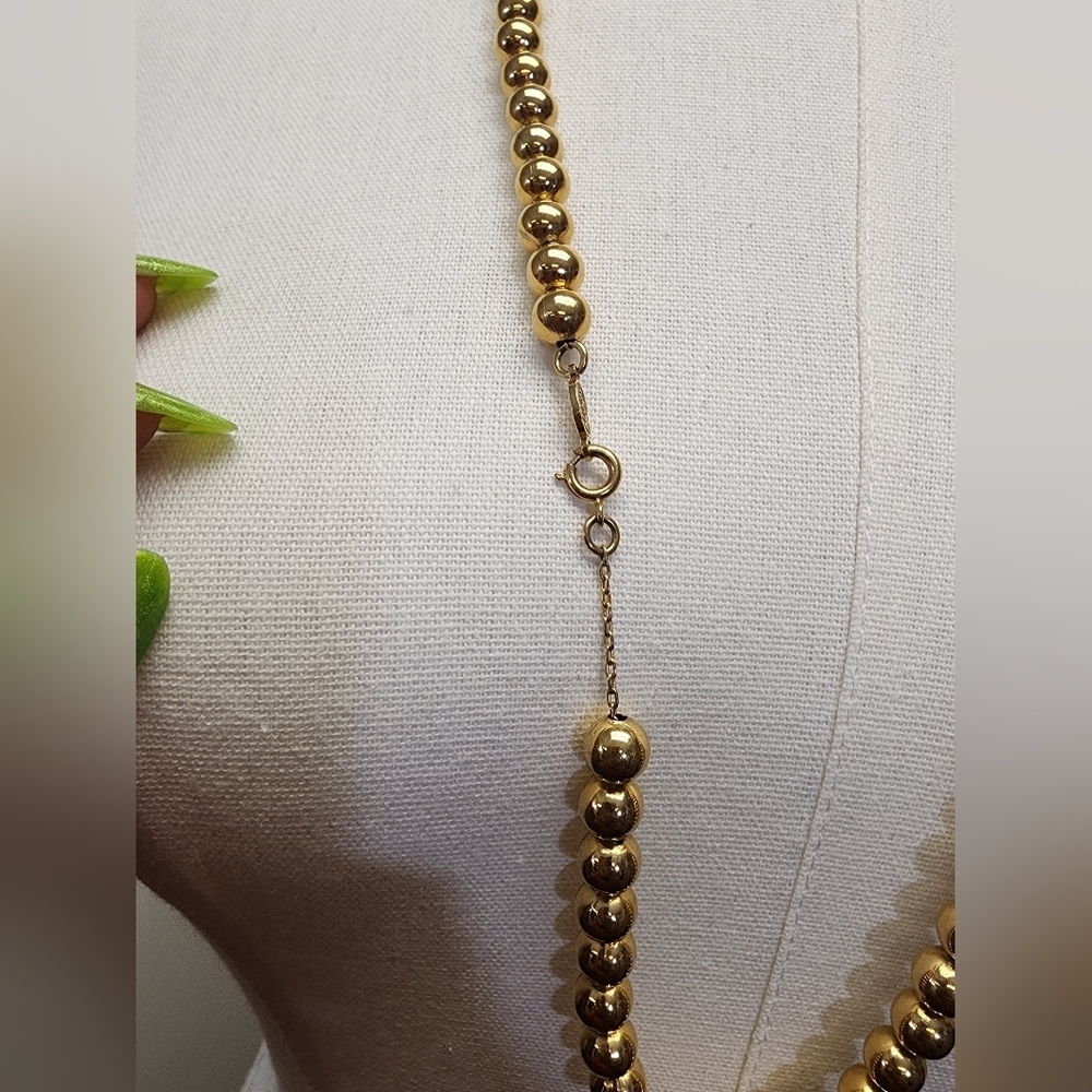 Napier Gold Tone Beaded Necklace Graduated Heavy Vintage Classic - Picture 4 of 5
